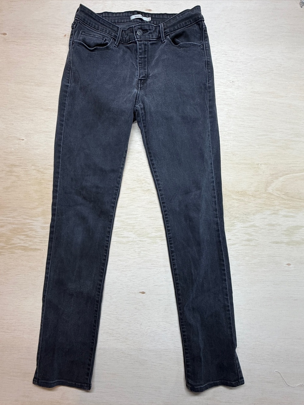 Levi’s Women's Mid Rise Skinny Jeans Black Gray Denim Size 12 long 31x34